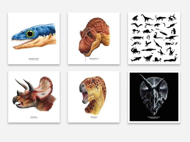 6 for 5 postkort dinosaurer og andre utdødde dyr
