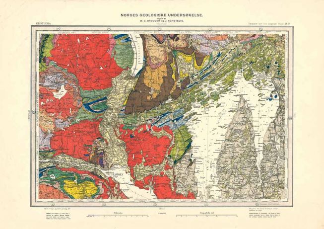 Geologisk kart Oslofeltet 1900