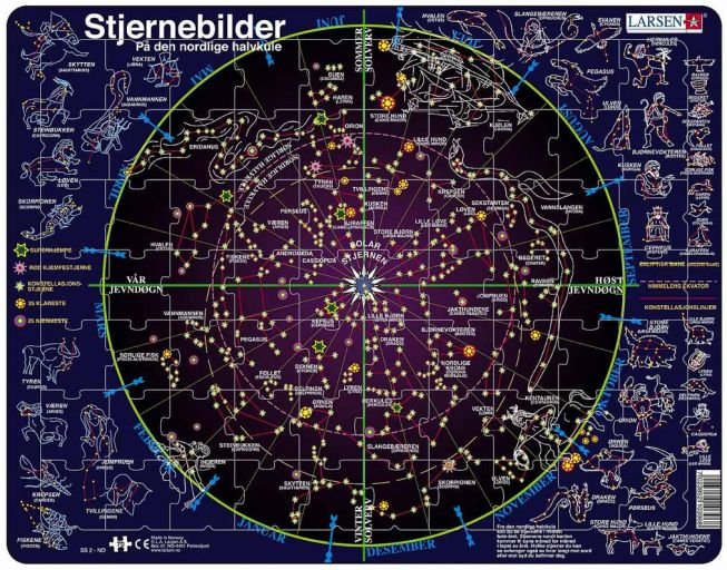 Puslespill - stjernebilder m/ 70 brikker